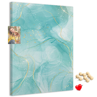 Tableau de liège Des vagues bleues délicates avec des accents dorés