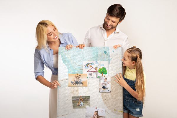 Tableau en liège fantaisie Des formes abstraites aux couleurs délicates