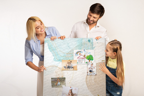 Tableau en liège fantaisie Des formes abstraites aux couleurs délicates
