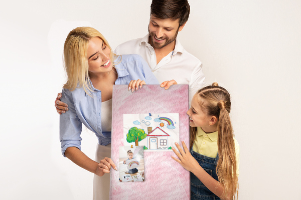 Tableau en liège déco Délicates plumes roses en arrière-plan