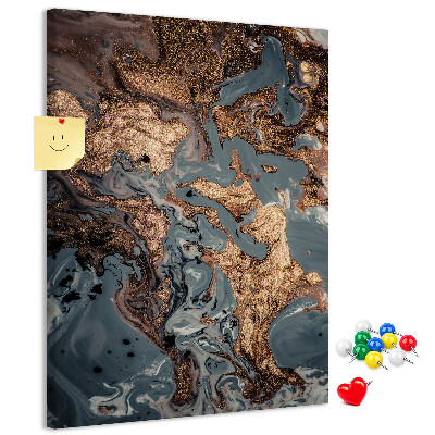 Tableau de liège Vagues abstraites avec une touche métallique