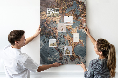 Tableau de liège Vagues abstraites avec une touche métallique