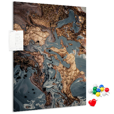 Tableau de liège Vagues abstraites avec une touche métallique