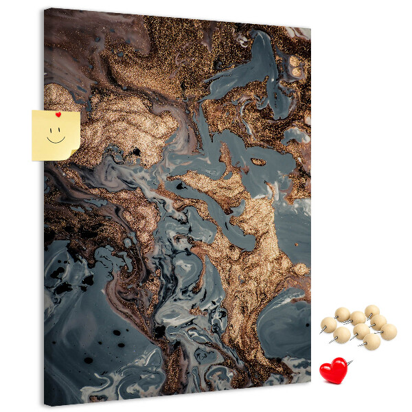 Tableau de liège Vagues abstraites avec une touche métallique
