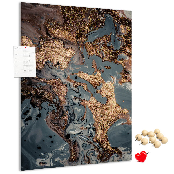 Tableau de liège Vagues abstraites avec une touche métallique