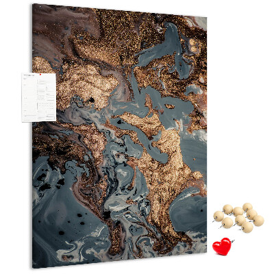 Tableau de liège Vagues abstraites avec une touche métallique