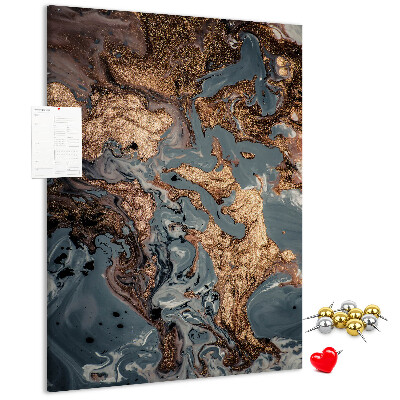 Tableau de liège Vagues abstraites avec une touche métallique