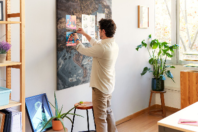 Tableau de liège Vagues abstraites avec une touche métallique