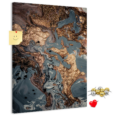 Tableau de liège Vagues abstraites avec une touche métallique