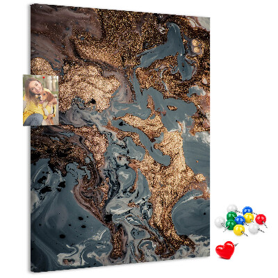 Tableau de liège Vagues abstraites avec une touche métallique
