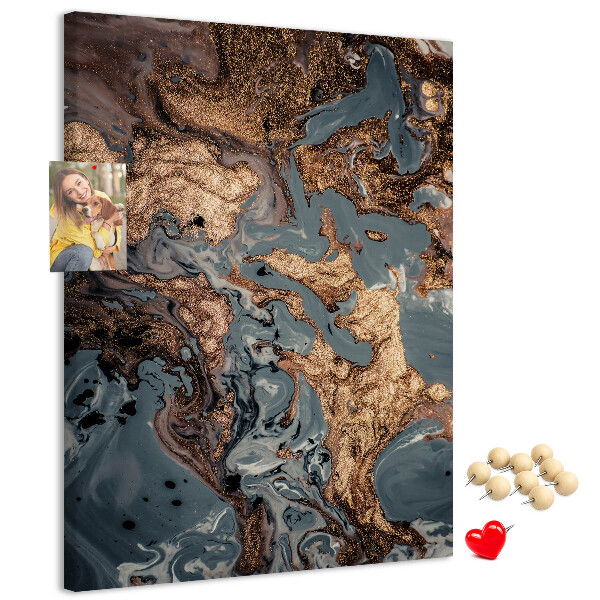 Tableau de liège Vagues abstraites avec une touche métallique