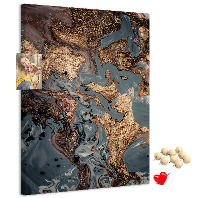 Tableau de liège Vagues abstraites avec une touche métallique