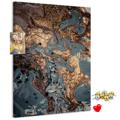 Tableau de liège Vagues abstraites avec une touche métallique