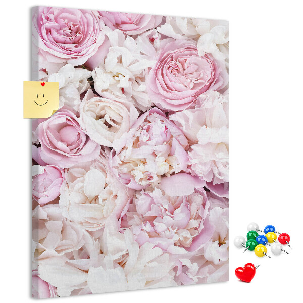 Tableau en liège fantaisie Fleurs roses dans une délicate combinaison de couleurs