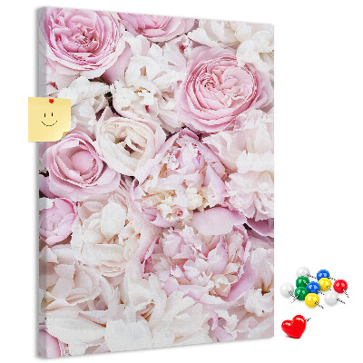 Tableau en liège fantaisie Fleurs roses dans une délicate combinaison de couleurs