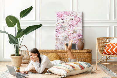 Tableau en liège fantaisie Fleurs roses dans une délicate combinaison de couleurs
