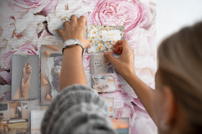 Tableau en liège fantaisie Fleurs roses dans une délicate combinaison de couleurs