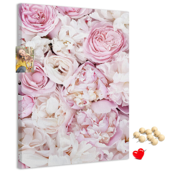 Tableau en liège fantaisie Fleurs roses dans une délicate combinaison de couleurs