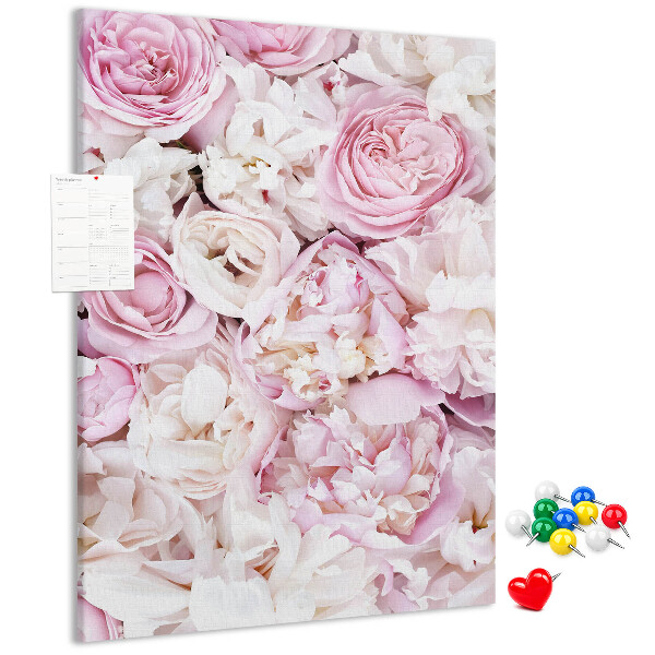 Tableau en liège fantaisie Fleurs roses dans une délicate combinaison de couleurs
