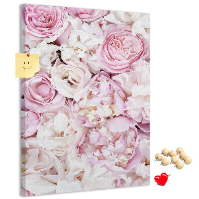 Tableau en liège fantaisie Fleurs roses dans une délicate combinaison de couleurs