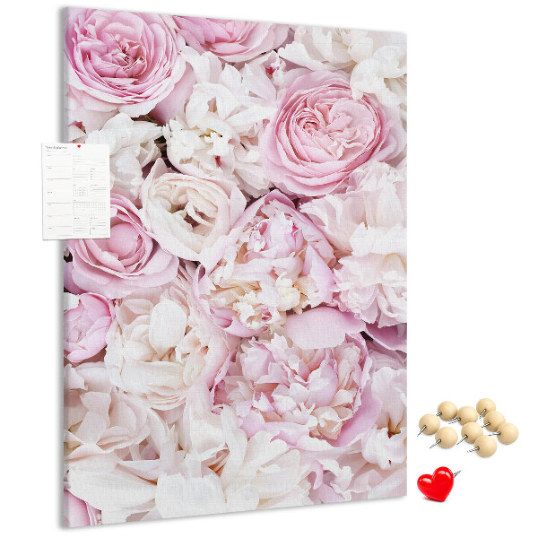 Tableau en liège fantaisie Fleurs roses dans une délicate combinaison de couleurs