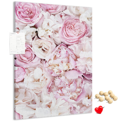Tableau en liège fantaisie Fleurs roses dans une délicate combinaison de couleurs