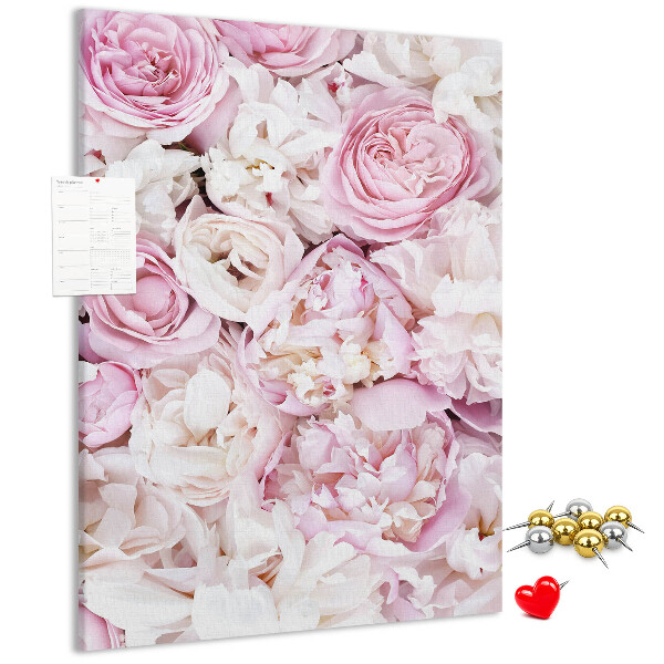 Tableau en liège fantaisie Fleurs roses dans une délicate combinaison de couleurs