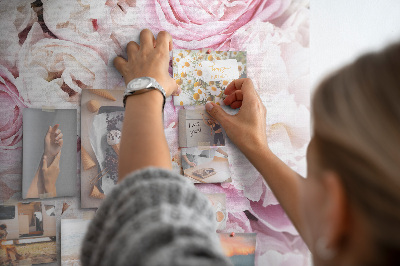 Tableau en liège fantaisie Fleurs roses dans une délicate combinaison de couleurs