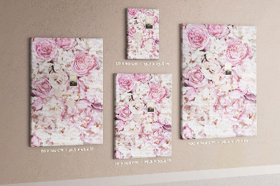 Tableau en liège fantaisie Fleurs roses dans une délicate combinaison de couleurs