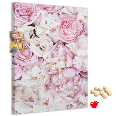 Tableau en liège fantaisie Fleurs roses dans une délicate combinaison de couleurs