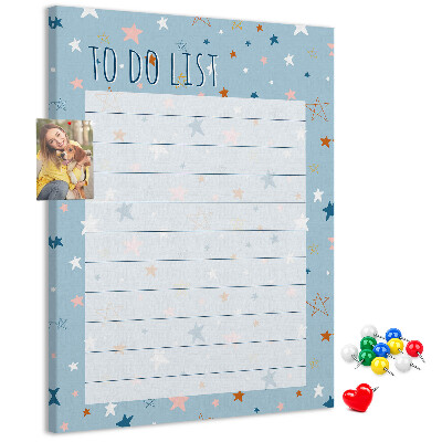 Tableau en liège déco Thème étoile pour les listes de tâches
