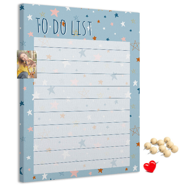 Tableau en liège déco Thème étoile pour les listes de tâches