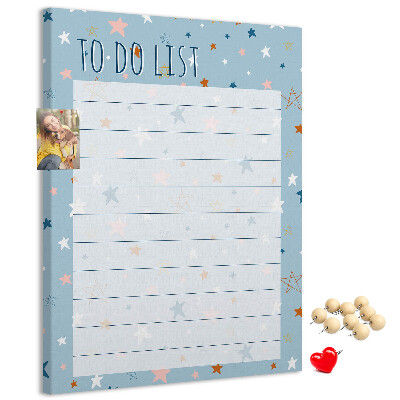 Tableau en liège déco Thème étoile pour les listes de tâches