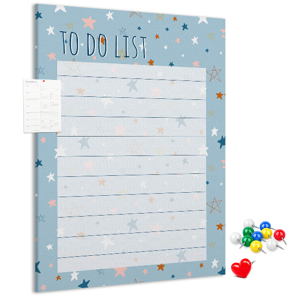 Tableau en liège déco Thème étoile pour les listes de tâches