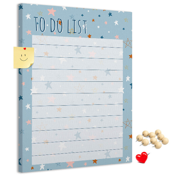 Tableau en liège déco Thème étoile pour les listes de tâches