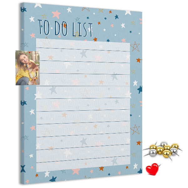 Tableau en liège déco Thème étoile pour les listes de tâches