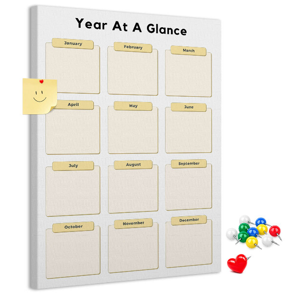Tableau de liège Calendrier annuel pour la planification d'événements