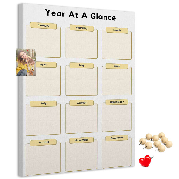 Tableau de liège Calendrier annuel pour la planification d'événements