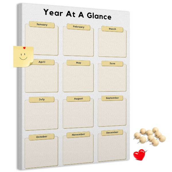 Tableau de liège Calendrier annuel pour la planification d'événements