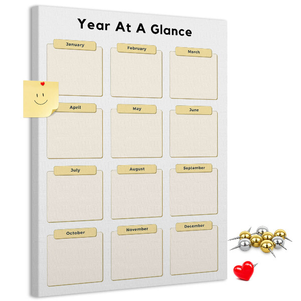 Tableau de liège Calendrier annuel pour la planification d'événements