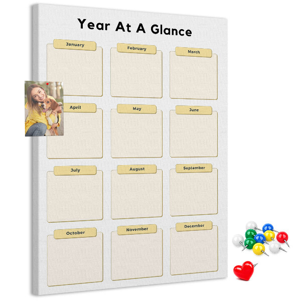 Tableau de liège Calendrier annuel pour la planification d'événements