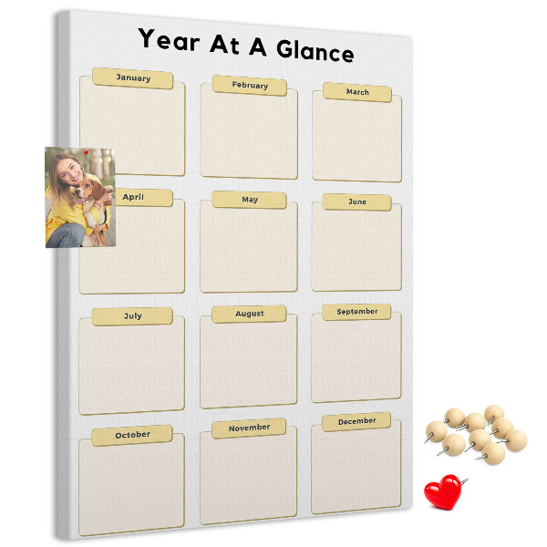 Tableau de liège Calendrier annuel pour la planification d'événements