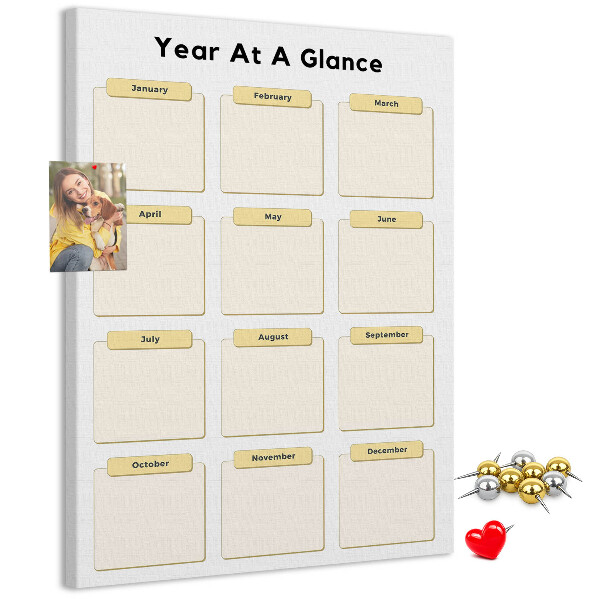 Tableau de liège Calendrier annuel pour la planification d'événements