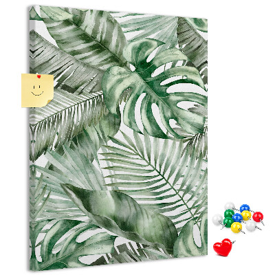 Tableau en liège fantaisie Feuilles tropicales dans des tons de vert
