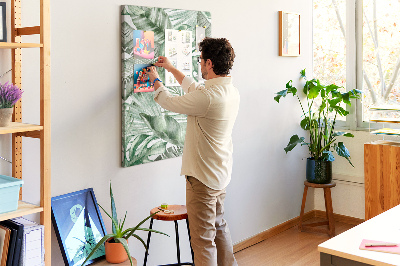 Tableau en liège fantaisie Feuilles tropicales dans des tons de vert