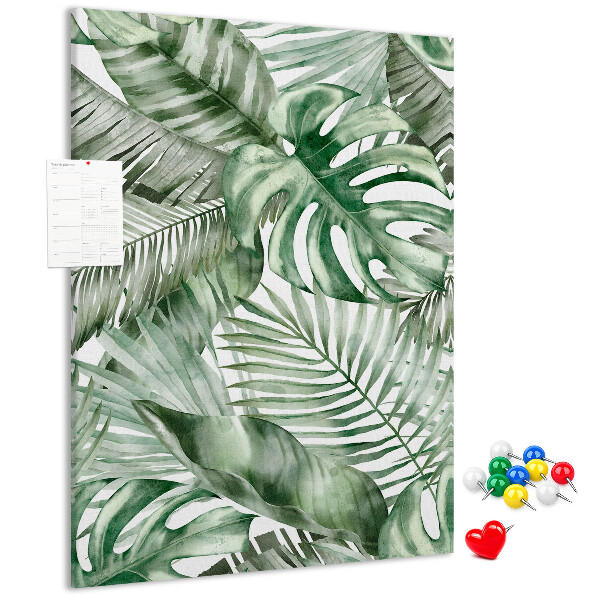 Tableau en liège fantaisie Feuilles tropicales dans des tons de vert