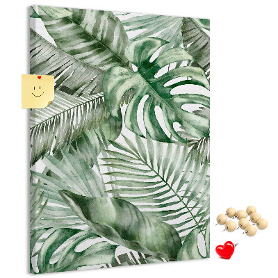 Tableau en liège fantaisie Feuilles tropicales dans des tons de vert