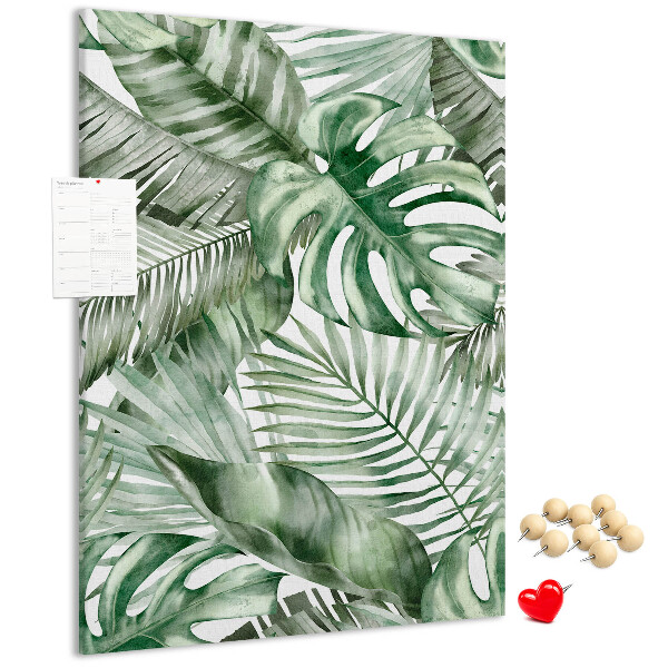 Tableau en liège fantaisie Feuilles tropicales dans des tons de vert