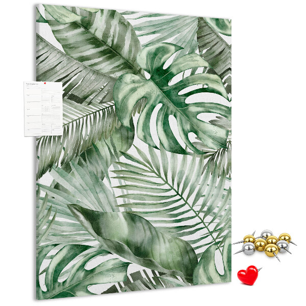 Tableau en liège fantaisie Feuilles tropicales dans des tons de vert