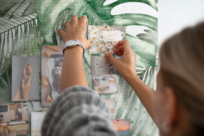 Tableau en liège fantaisie Feuilles tropicales dans des tons de vert